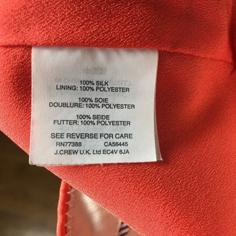 NEW $350 J.CREW COLLECTION 0 Cropped Pant in Silk Ratti Monkey Print CORAL F5884